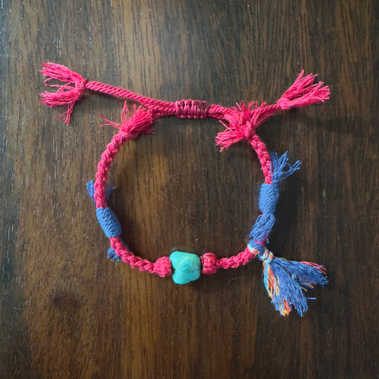 #712 Rope bracelet with organic turquoise