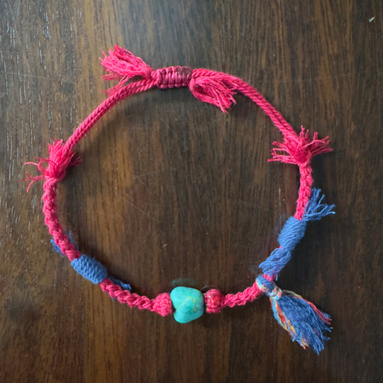 #712 Rope bracelet with organic turquoise