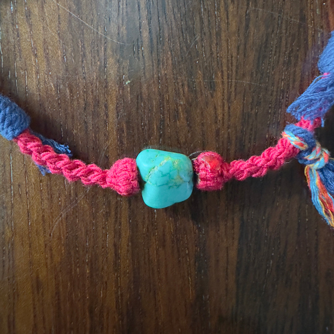 #712 Rope bracelet with organic turquoise