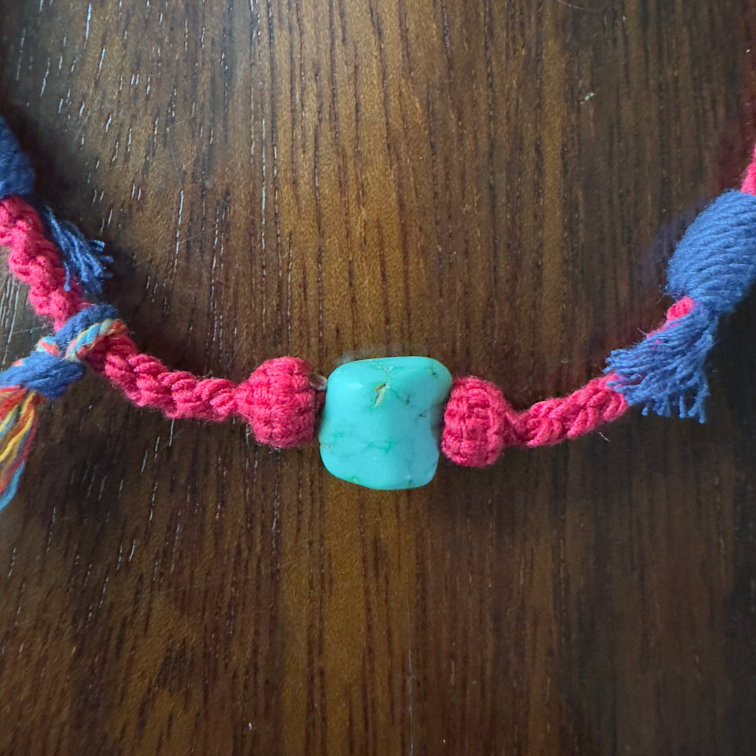 #712 Rope bracelet with organic turquoise