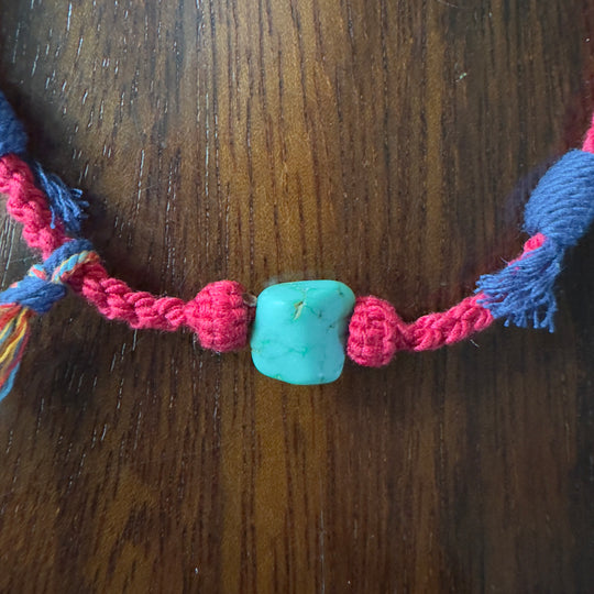 #712 Rope bracelet with organic turquoise