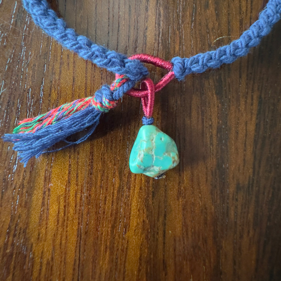 #76 Rope bracelet with organic turquoise