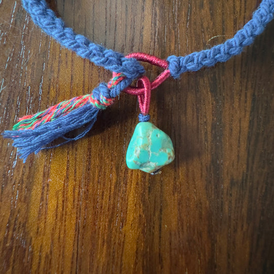 #76 Rope bracelet with organic turquoise