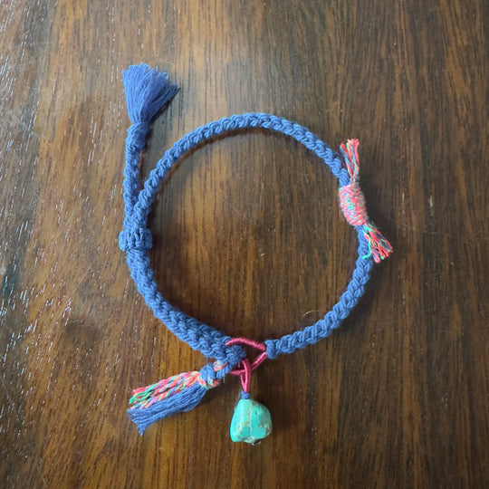 #76 Rope bracelet with organic turquoise