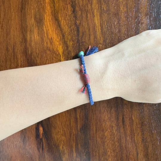 #76 Rope bracelet with organic turquoise