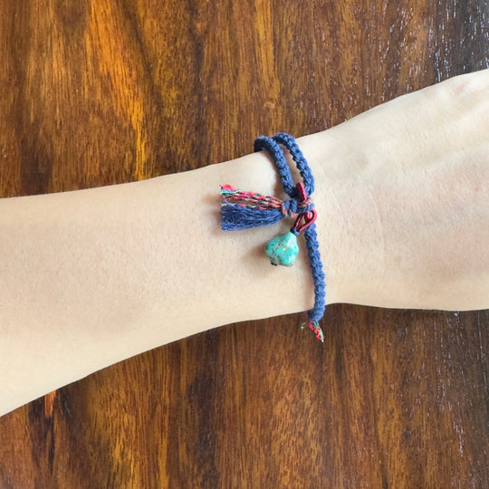 #76 Rope bracelet with organic turquoise