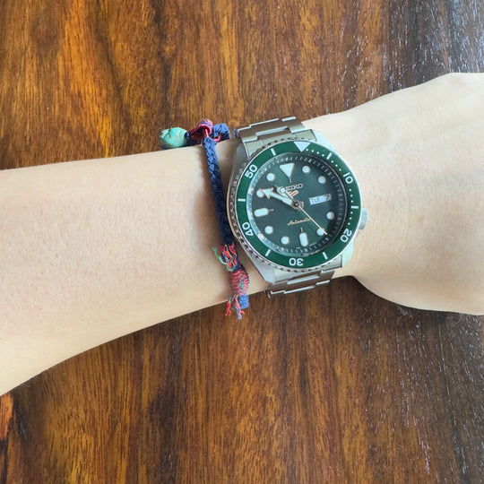 #76 Rope bracelet with organic turquoise